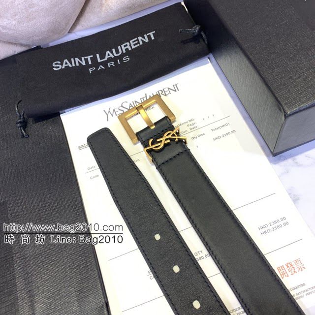 Saint Laurent女士皮帶 聖羅蘭金扣小牛皮腰帶  jjp1757